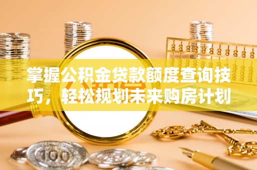 明水掌握公积金贷款额度查询技巧，轻松规划未来购房计划