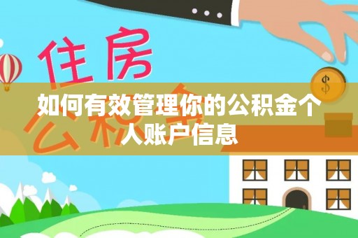 明水如何有效管理你的公积金个人账户信息