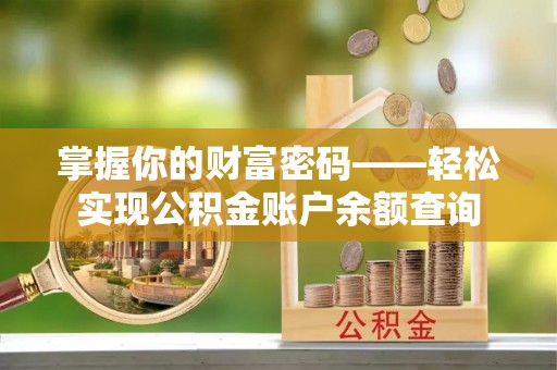 明水掌握你的财富密码——轻松实现公积金账户余额查询